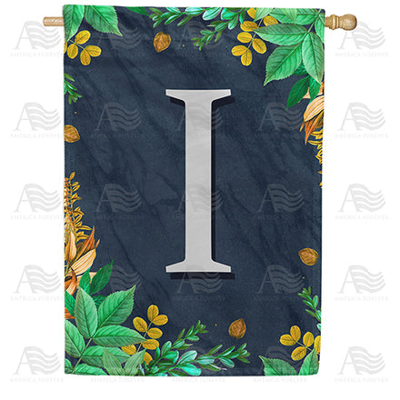 America Forever Fern On Slate Monogram House Flag