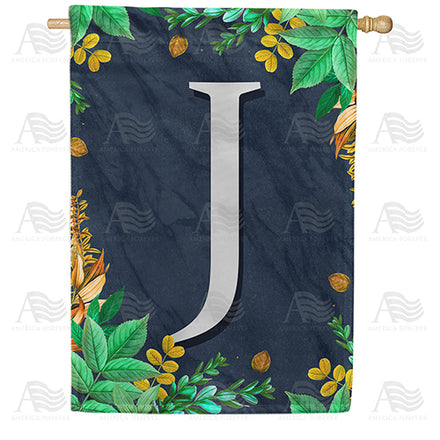 America Forever Fern On Slate Monogram House Flag
