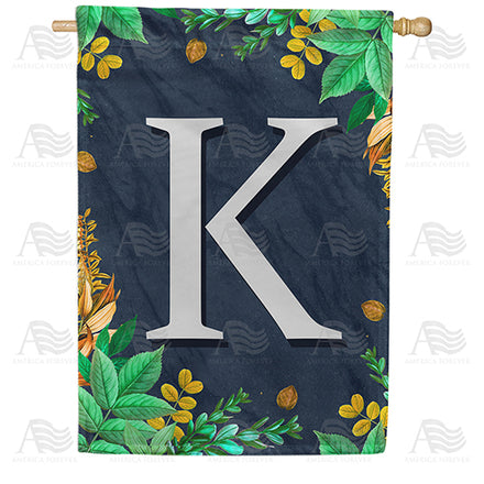 America Forever Fern On Slate Monogram House Flag