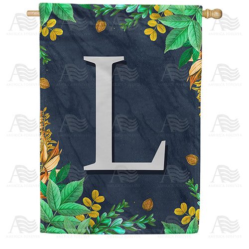 America Forever Fern On Slate Monogram House Flag