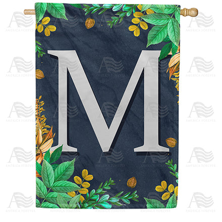 America Forever Fern On Slate Monogram House Flag