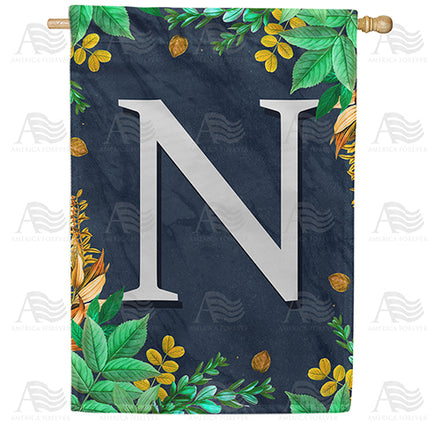 America Forever Fern On Slate Monogram House Flag