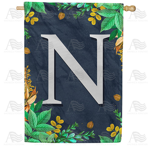 America Forever Fern On Slate Monogram House Flag