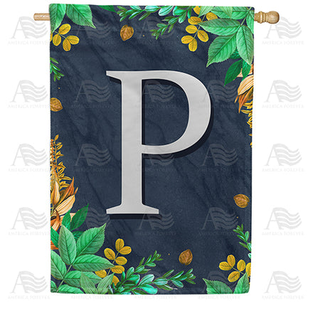 America Forever Fern On Slate Monogram House Flag