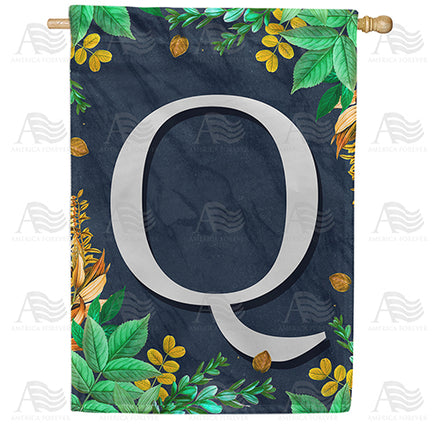 America Forever Fern On Slate Monogram House Flag