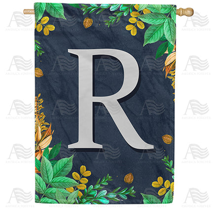 America Forever Fern On Slate Monogram House Flag