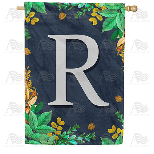 America Forever Fern On Slate Monogram House Flag