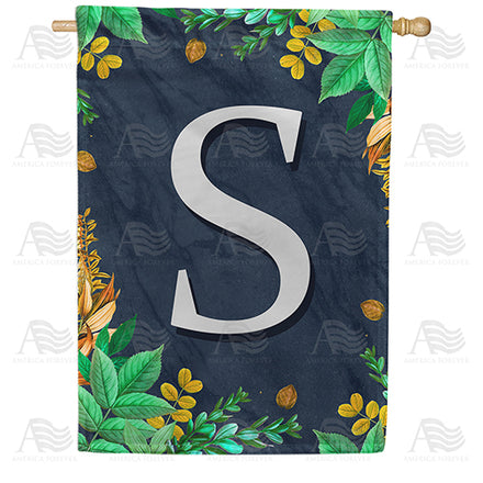 America Forever Fern On Slate Monogram House Flag
