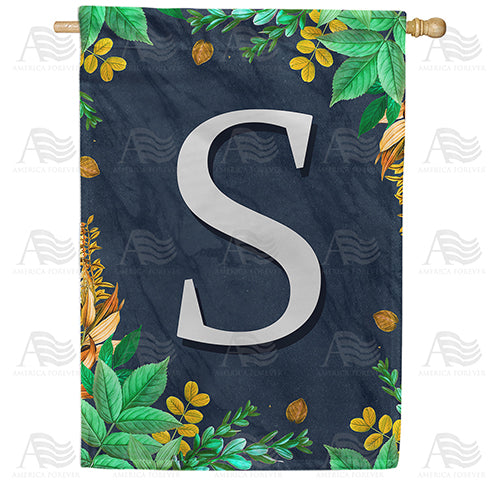 America Forever Fern On Slate Monogram House Flag