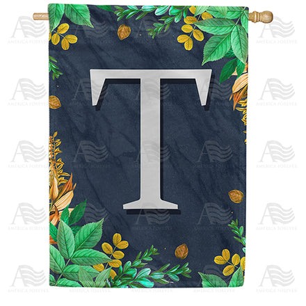 America Forever Fern On Slate Monogram House Flag
