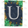 America Forever Fern On Slate Monogram House Flag