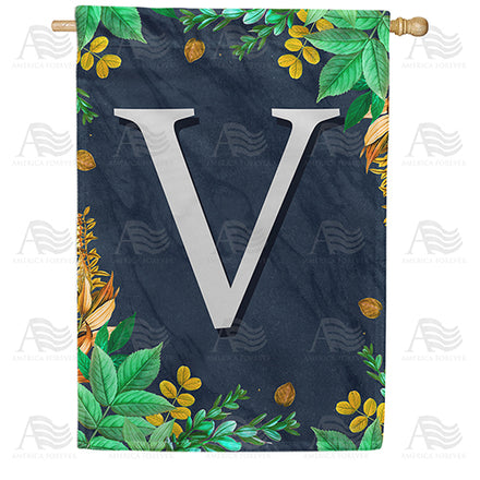 America Forever Fern On Slate Monogram House Flag