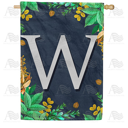 America Forever Fern On Slate Monogram House Flag