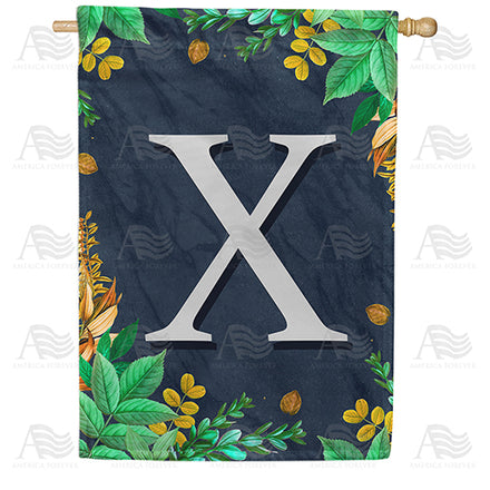 America Forever Fern On Slate Monogram House Flag