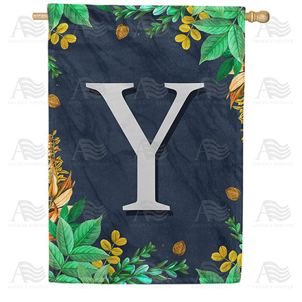 America Forever Fern On Slate Monogram House Flag