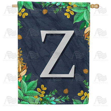 America Forever Fern On Slate Monogram House Flag