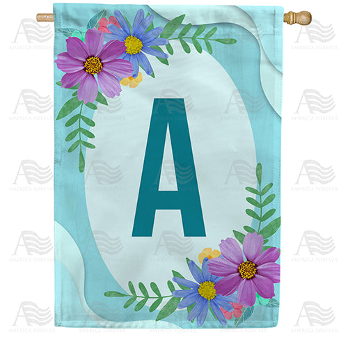 America Forever Cosmos On Blue Wood Monogram House Flag