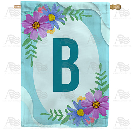 America Forever Cosmos On Blue Wood Monogram House Flag