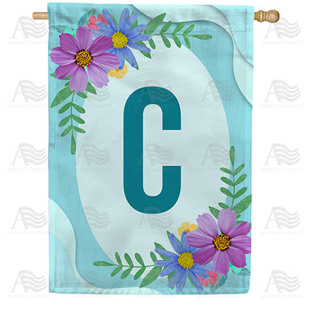 America Forever Cosmos On Blue Wood Monogram House Flag