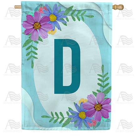 America Forever Cosmos On Blue Wood Monogram House Flag