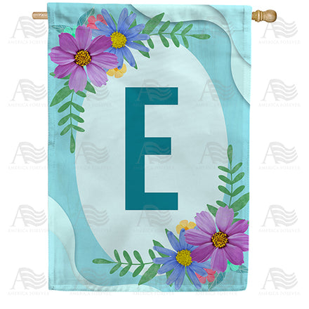 America Forever Cosmos On Blue Wood Monogram House Flag