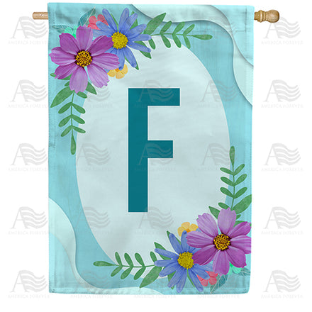 America Forever Cosmos On Blue Wood Monogram House Flag