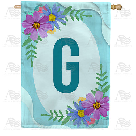 America Forever Cosmos On Blue Wood Monogram House Flag