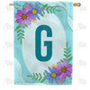 America Forever Cosmos On Blue Wood Monogram House Flag
