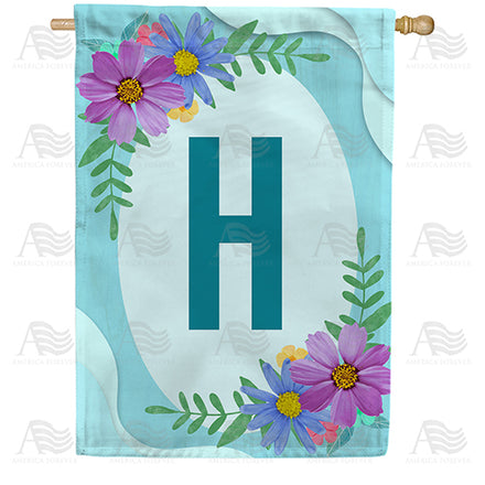 America Forever Cosmos On Blue Wood Monogram House Flag