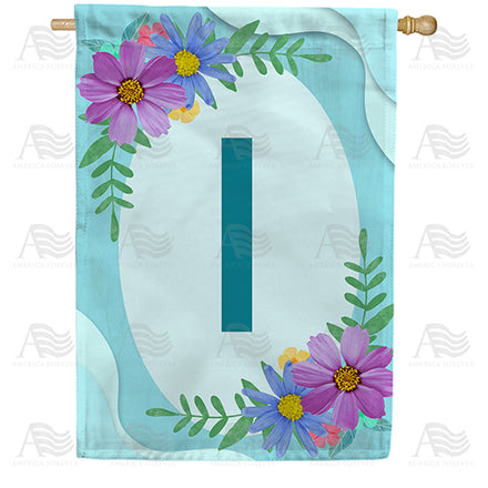 America Forever Cosmos On Blue Wood Monogram House Flag