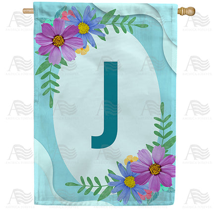 America Forever Cosmos On Blue Wood Monogram House Flag