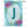America Forever Cosmos On Blue Wood Monogram House Flag