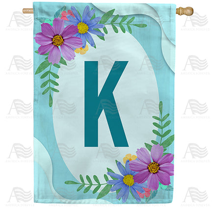 America Forever Cosmos On Blue Wood Monogram House Flag