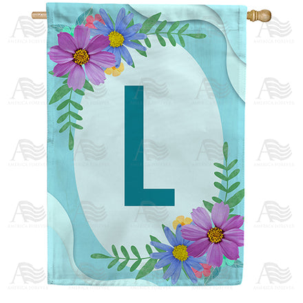 America Forever Cosmos On Blue Wood Monogram House Flag