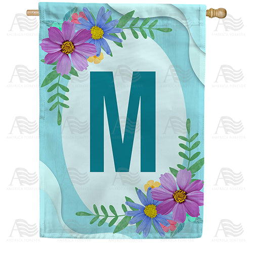 America Forever Cosmos On Blue Wood Monogram House Flag