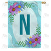 America Forever Cosmos On Blue Wood Monogram House Flag