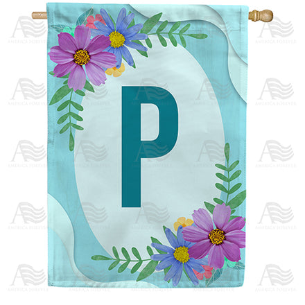 America Forever Cosmos On Blue Wood Monogram House Flag
