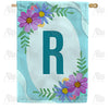 America Forever Cosmos On Blue Wood Monogram House Flag