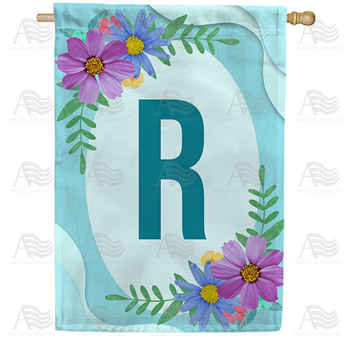 America Forever Cosmos On Blue Wood Monogram House Flag
