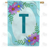 America Forever Cosmos On Blue Wood Monogram House Flag