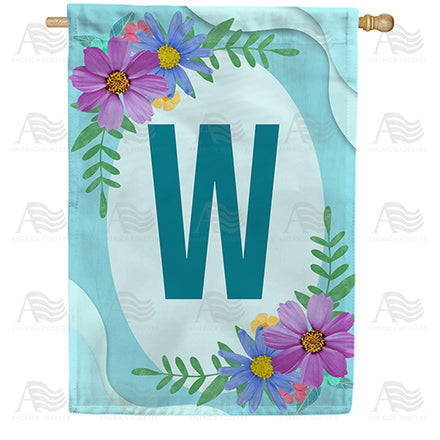 America Forever Cosmos On Blue Wood Monogram House Flag