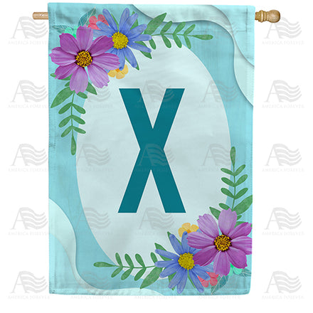 America Forever Cosmos On Blue Wood Monogram House Flag