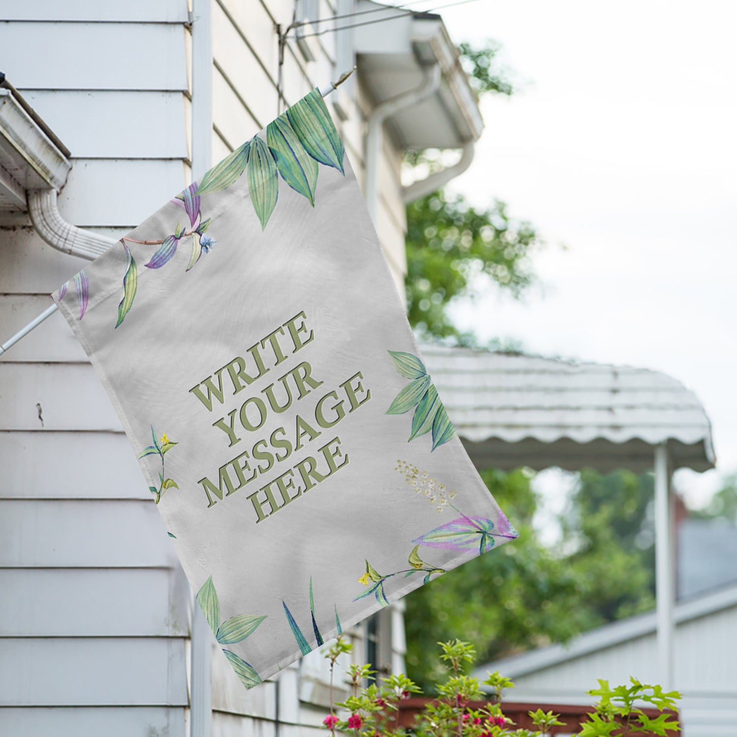 America Forever Personalized Simply Leaves Message House Flag