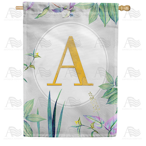 America Forever Simply Golden Monogram House Flag