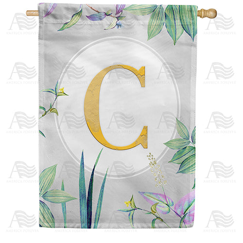 America Forever Simply Golden Monogram House Flag