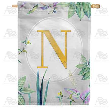 America Forever Simply Golden Monogram House Flag