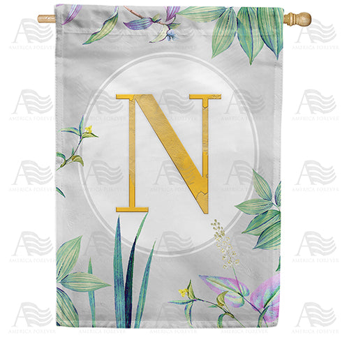 America Forever Simply Golden Monogram House Flag