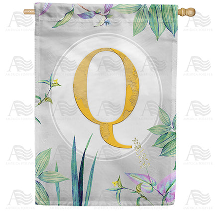 America Forever Simply Golden Monogram House Flag