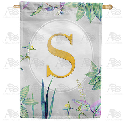 America Forever Simply Golden Monogram House Flag