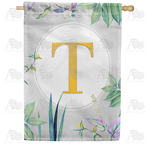 America Forever Simply Golden Monogram House Flag